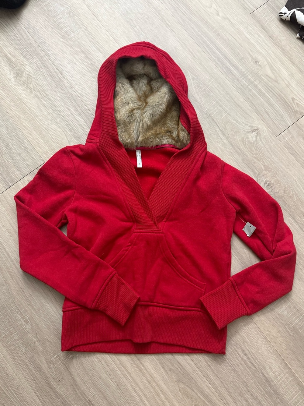 Old Navy vintage Red Faux fur hoodie